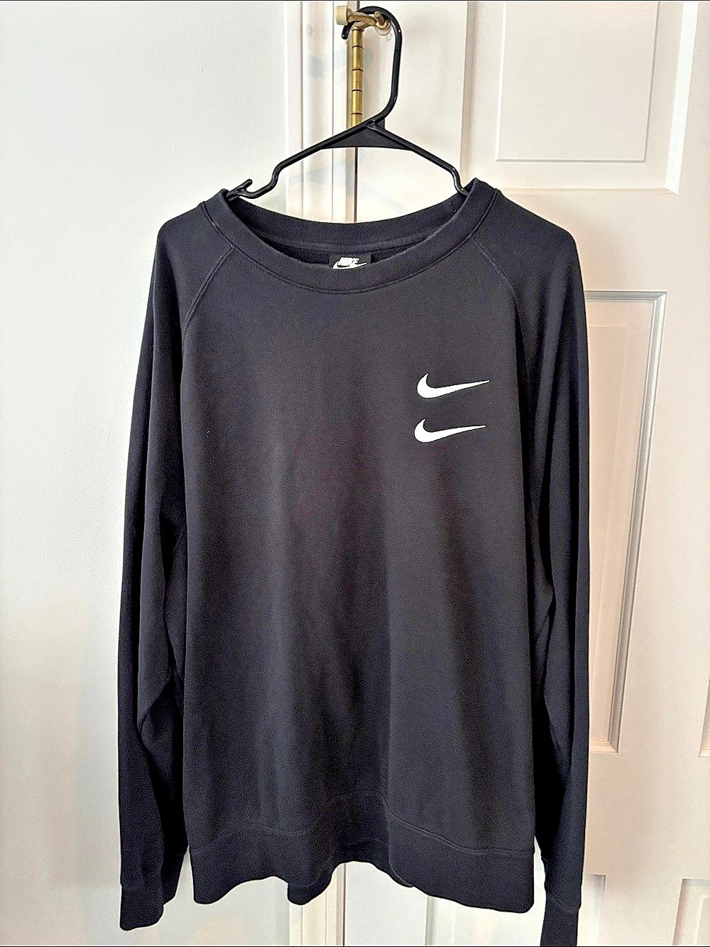 Nike Sportswear Double Swoosh French Terry Crewneck Sweatshirt Black Crewneck